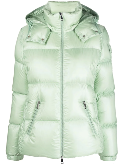 Moncler Logo-patch Padded Down Jacket In Green