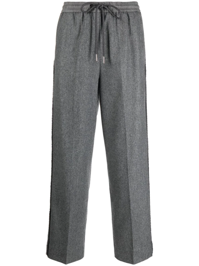 Moncler Side Stripe Drawstring Trousers In Grey