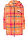 Dsquared2 Camping Crew Check Teddy Hooded Jacket In Orange