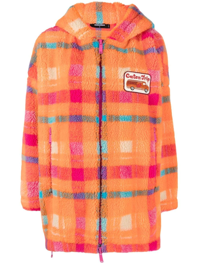 Dsquared2 Camping Crew Check Teddy Hooded Jacket In Multicolor