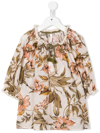 Zimmermann Kids Anneke Gathered Floral-print Cotton Top In Neutrals