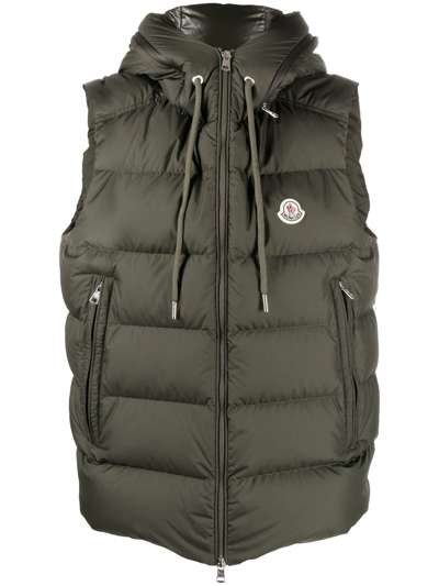 Moncler Green Cardamine Hooded Quilted Gilet
