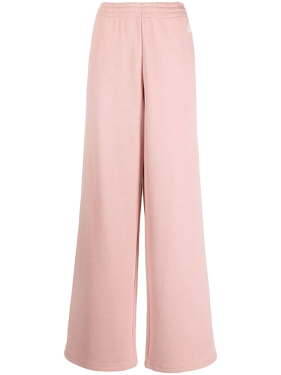Moncler Woman Pink Wide Leg Sports Trousers In Rosa
