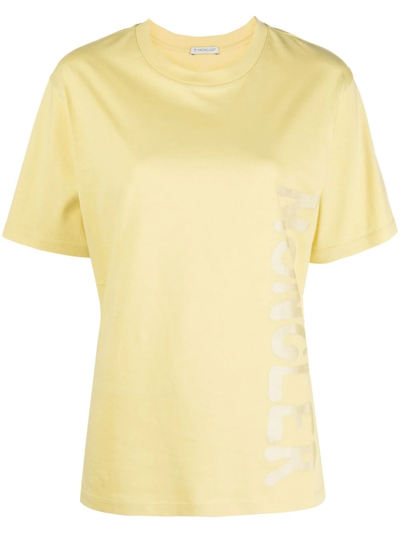 Moncler Logo-print Cotton T-shirt In Yellow