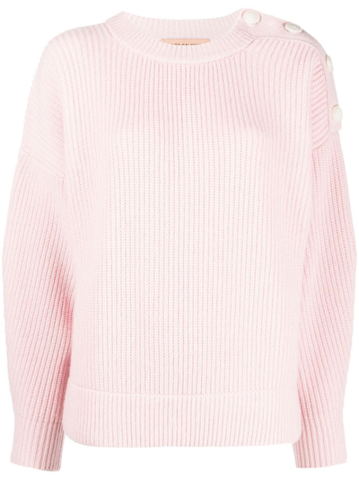 Yves Salomon Button-shoulder Cashmere Jumper In Pink