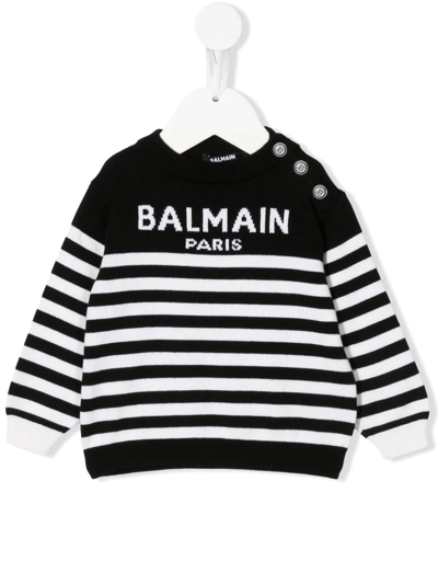 Balmain Baby Cotton And Cashmere Sweater In Black