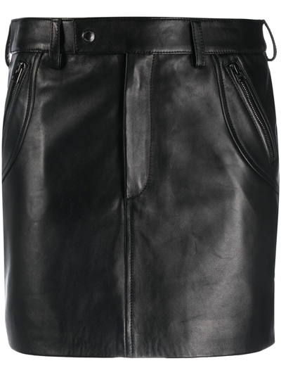 Tom Ford High-waisted Leather Miniskirt In Black