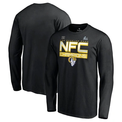 Fanatics Branded Black Los Angeles Rams 2021 Nfc Champions Iconic Slant Long Sleeve T-shirt