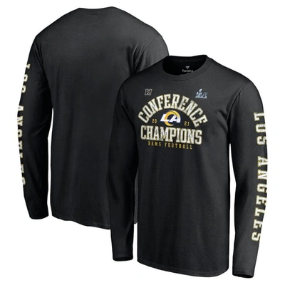 Fanatics Men's  Black Los Angeles Rams 2021 Nfc Champions Vintage-like Long Sleeve T-shirt