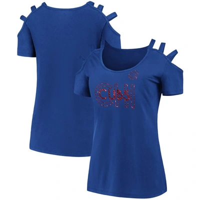 Fanatics Women's Royal Chicago Cubs Three Strap Open Shoulder T-shirt