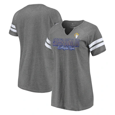 Fanatics Branded Heathered Charcoal Los Angeles Rams Super Bowl Lvi Bound Fade Script Stripe Notch N