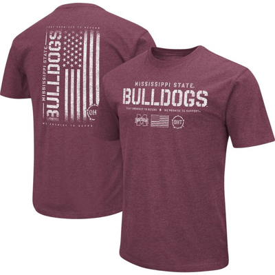 Colosseum Heather Maroon Mississippi State Bulldogs Oht Military Appreciation Flag 2.0 T-shirt