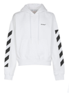 Off-white Wave Diagonal Brand-print Cotton-jersey Hoody In White Blac