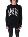 Amiri Collegiate Distressed Logo-print Boxy-fit Cotton-jersey Sweatshirt In Black
