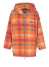 Dsquared2 Camping Crew Check Teddy Hooded Jacket In Orange