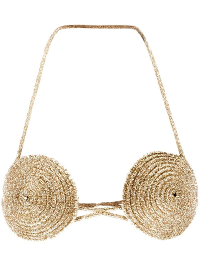 Nué Metallic-effect Woven Bra