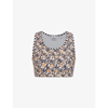 BURBERRY IMMY MONOGRAM-PRINT CROPPED STRETCH-WOVEN TOP