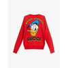 Gucci + Net Sustain + Disney Appliquéd Printed Organic Cotton-jersey Sweatshirt In Live Red/mix