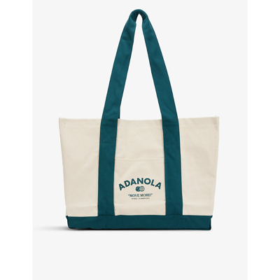 Adanola Tennis Contrast-panels Canvas Tote Bag In White