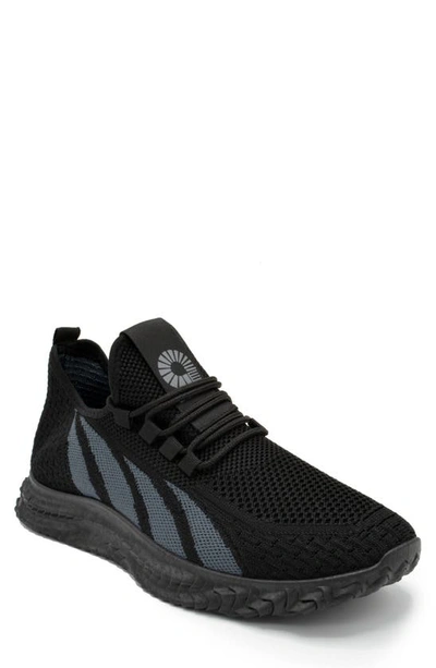 Akademiks Wave Knit Stripe Sneaker In Black-grey