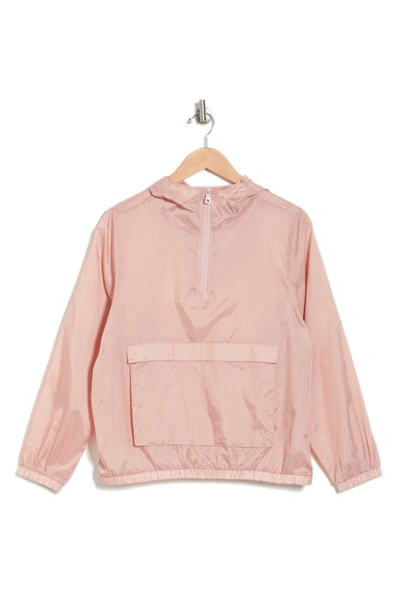 Bella+canvas Hooded Nylon 1/2 Zip Pullover Jacket In Putty