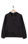 Bella+canvas Hooded Nylon 1/2 Zip Pullover Jacket In Black