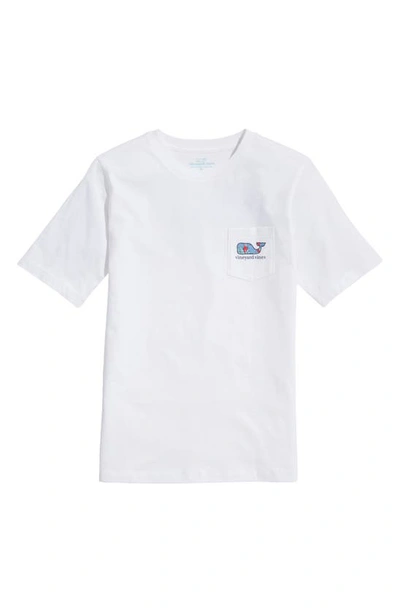 Vineyard Vines Kids' Tropical Whale Cotton Pocket Graphic Tee In White Cap