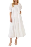 English Factory Smocked Maxi Dress In White