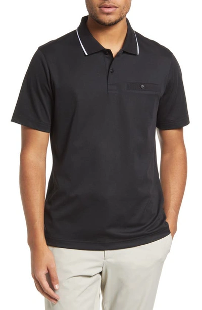 Ted Baker Galton Tipped Cotton Blend Polo In Black