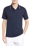 Ted Baker Galton Tipped Cotton Blend Polo In Navy