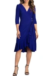 Kiyonna Whimsy Wrap Dress In Cobalt Blue