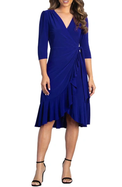 Kiyonna Whimsy Wrap Dress In Cobalt Blue