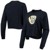New Era Navy Milwaukee Brewers Baby Jersey Cropped Long Sleeve T-shirt In Navy