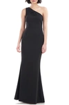 Js Collections Lilah Bow Detail One-shoulder Mermaid Gown In Black