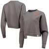 League Collegiate Wear Charcoal Clemson Tigers Corded Timber Cropped Pullover Sweatshirt In Charcoal