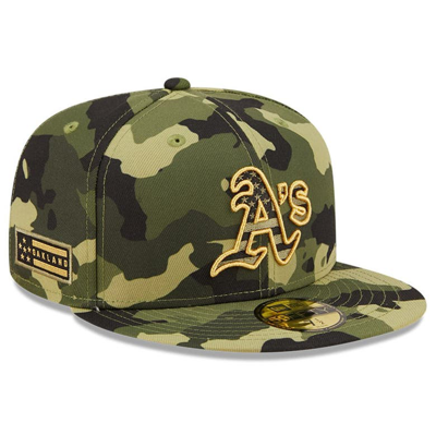 New Era Men's  Camo Oakland Athletics 2022 Armed Forces Day On-field 59fifty Fitted Hat