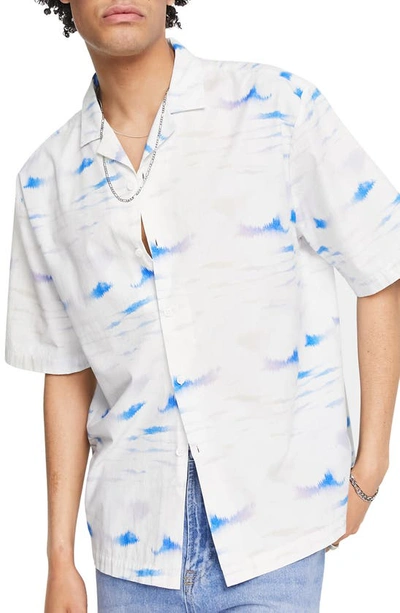 Topman Revere Shirt With Ink Print In White