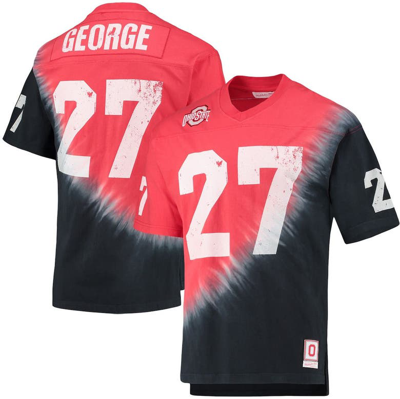 Mitchell & Ness Men's  Eddie George Black, Scarlet Ohio State Buckeyes Name And Number Tie-dye V-neck In Black,scarlet