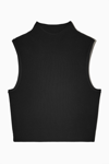 Cos Cropped Knitted Vest In Black