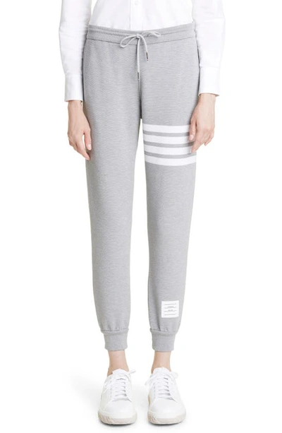 Thom Browne 4-bar Detail Ottoman Rib Cotton Joggers In Grey