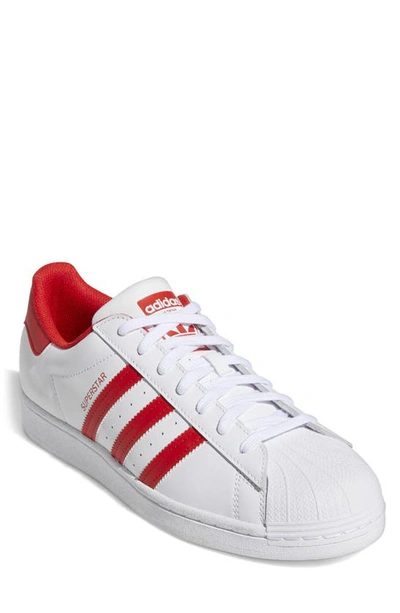 Adidas Originals Superstar Sneaker In White/ Red