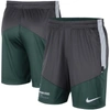 NIKE NIKE CHARCOAL/GREEN MICHIGAN STATE SPARTANS TEAM PERFORMANCE KNIT SHORTS