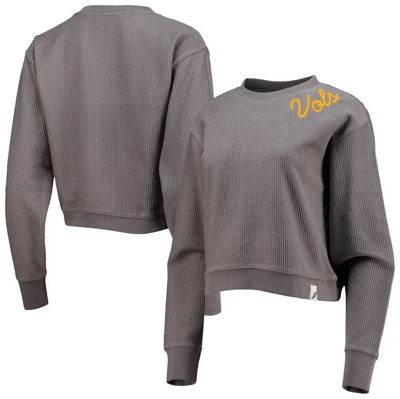 League Collegiate Wear Charcoal Tennessee Volunteers Corded Timber Cropped Pullover Sweatshirt