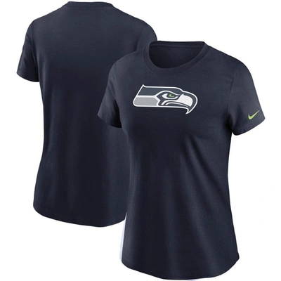 Nike Women's College Navy Seattle Seahawks Logo Essential T-shirt In Blue