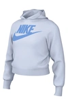 Nike Sportswear Kids' Club Crop Hoodie In Football Grey/ University Blue