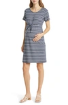 ANGEL MATERNITY STRIPE DRAWSTRING MATERNITY DRESS