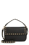 Valentino Garavani Rockstud Grainy Calfskin Pouch Woman Black Uni In Nero Rockstud