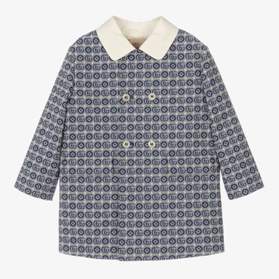 Gucci Babies' Look Monogram-embroidered Cotton-blend Coat 36 Months In Blue