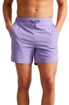 Ted Baker Colne Plain Textured Swim Shorts In Purple