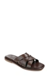 Journee Signature Parker Woven Leather Slide Sandal In Brown